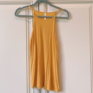 Flowy high neck yellow tank top